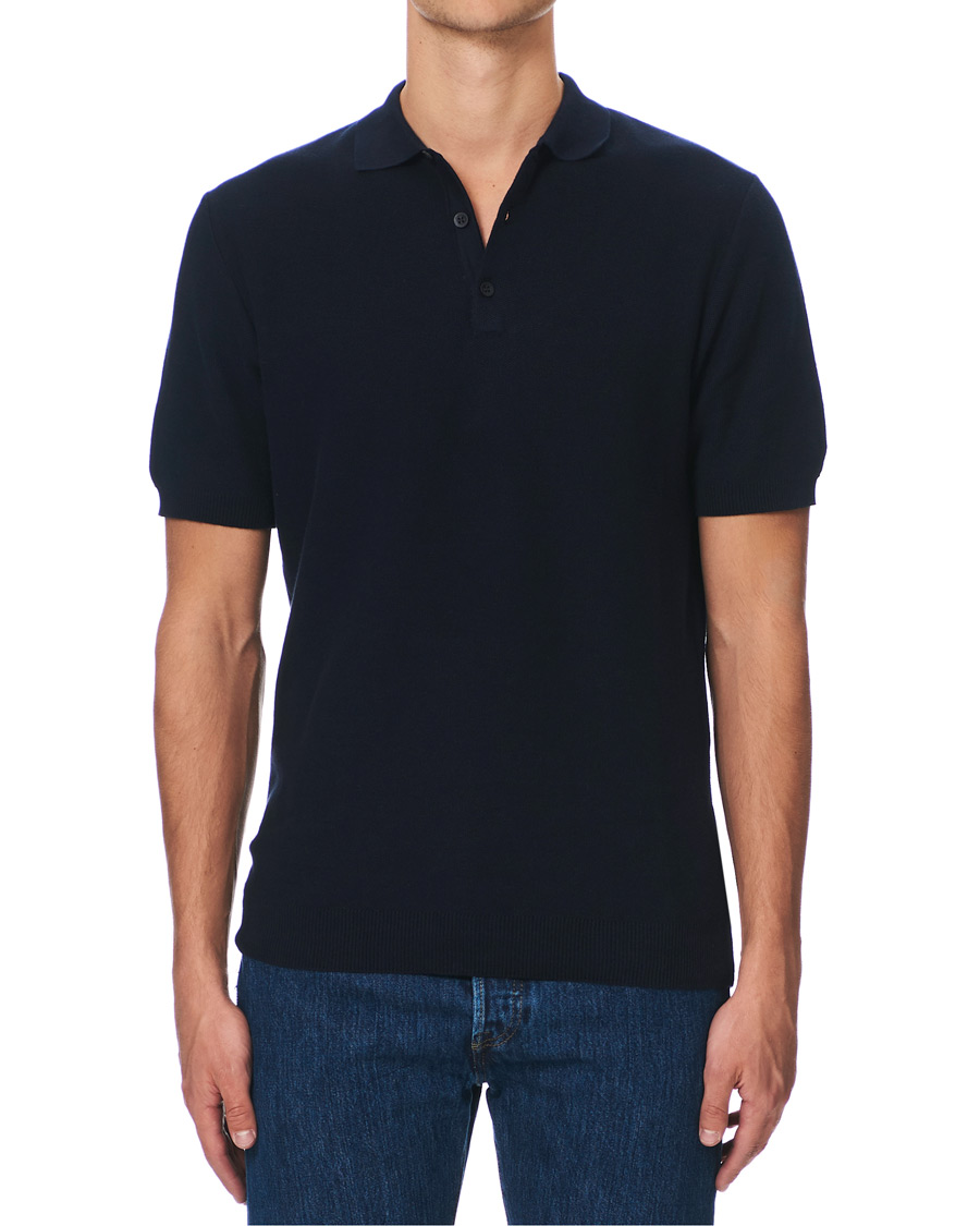 Heren | Polo's | Sunspel | Fine Texture Polo Navy
