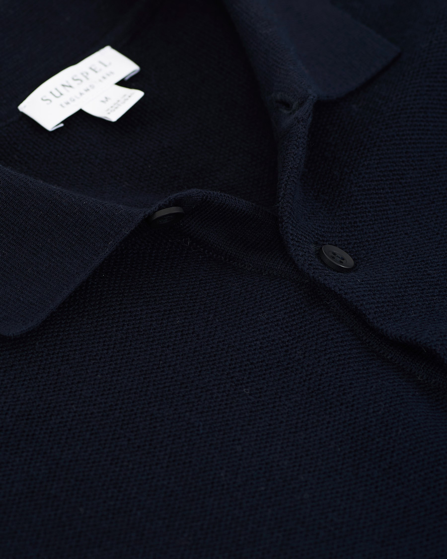 Heren | Polo's | Sunspel | Fine Texture Polo Navy