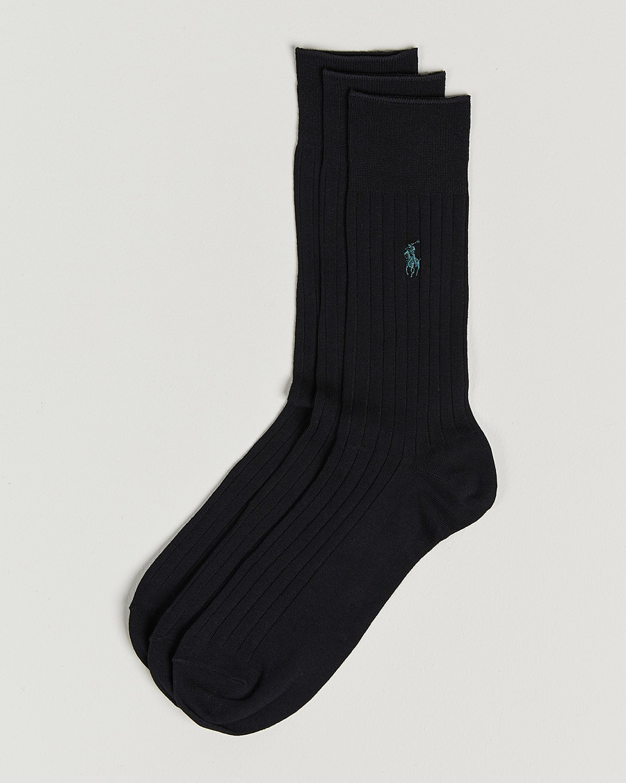 Heren | Ondergoed | Polo Ralph Lauren | 3-Pack Egyptian Rib Crew Socks Black