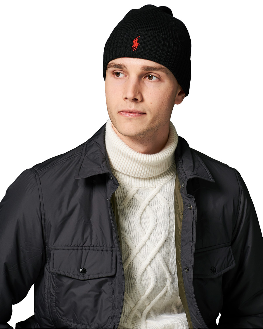 Heren | Polo Ralph Lauren Merino Wool Beanie Polo Black | Polo Ralph Lauren | Merino Wool Beanie Polo Black