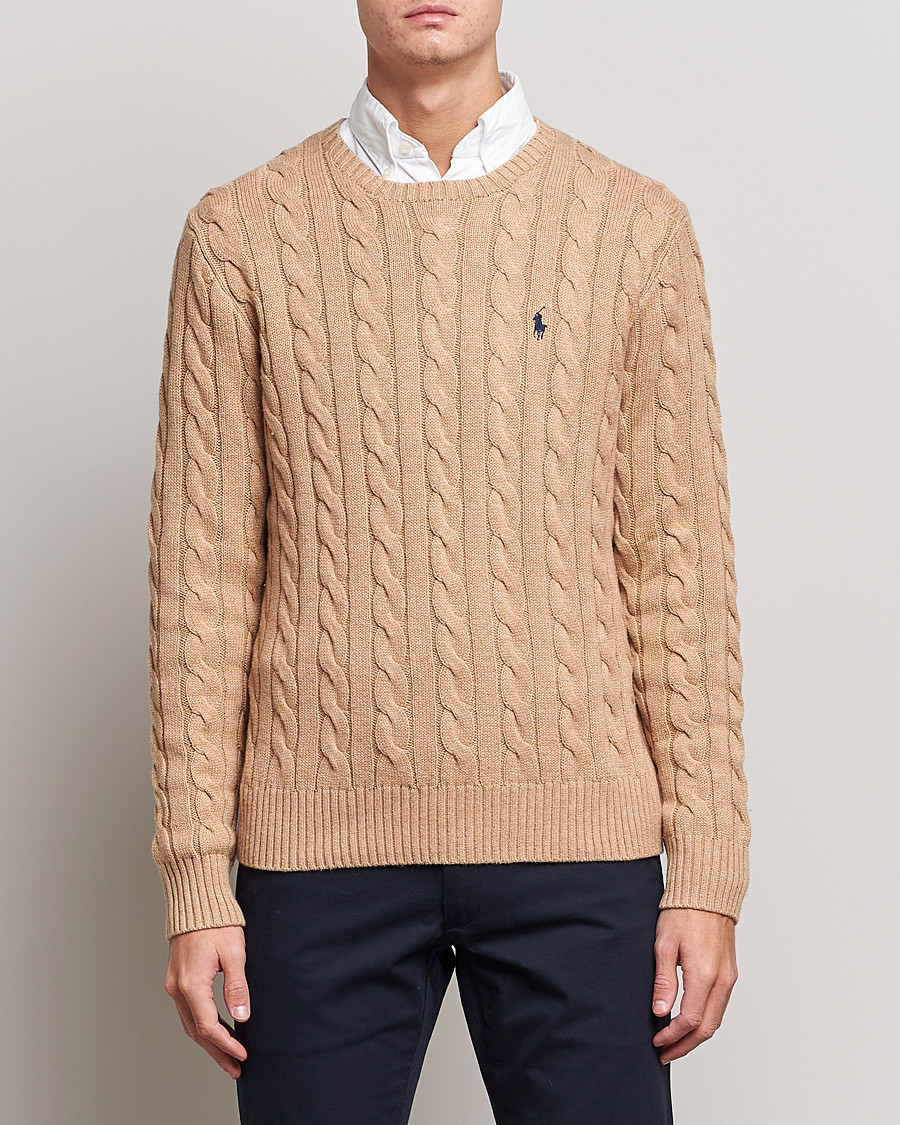 Heren | Gebreide truien | Polo Ralph Lauren | Cotton Cable Pullover Camel Melange
