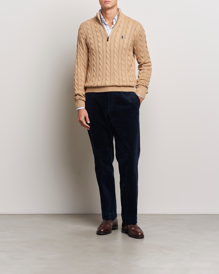 Heren | Truien | Polo Ralph Lauren | Cotton Cable Half Zip Camel Melange