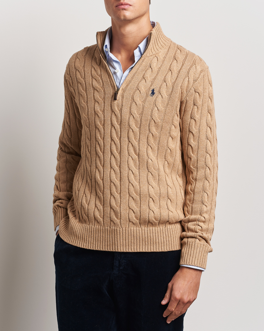 Heren | Truien | Polo Ralph Lauren | Cotton Cable Half Zip Camel Melange