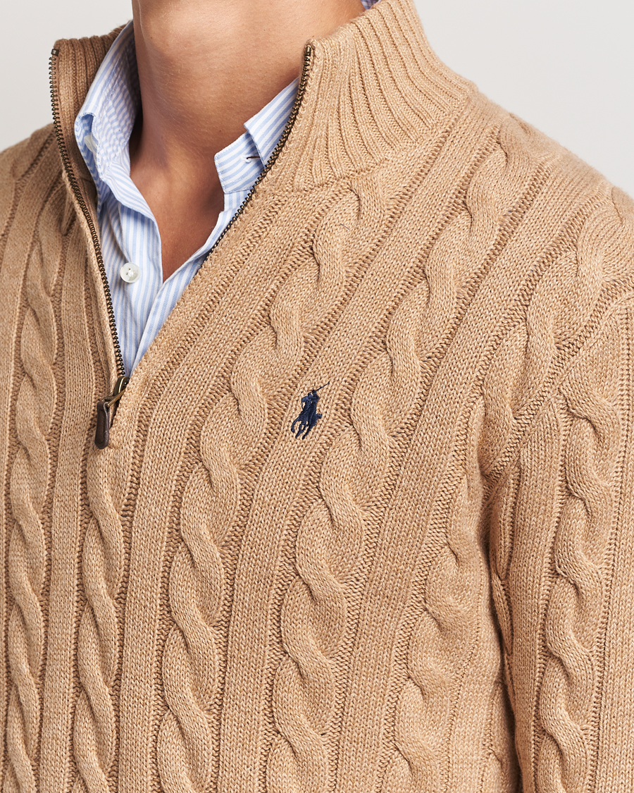 Heren | Truien | Polo Ralph Lauren | Cotton Cable Half Zip Camel Melange