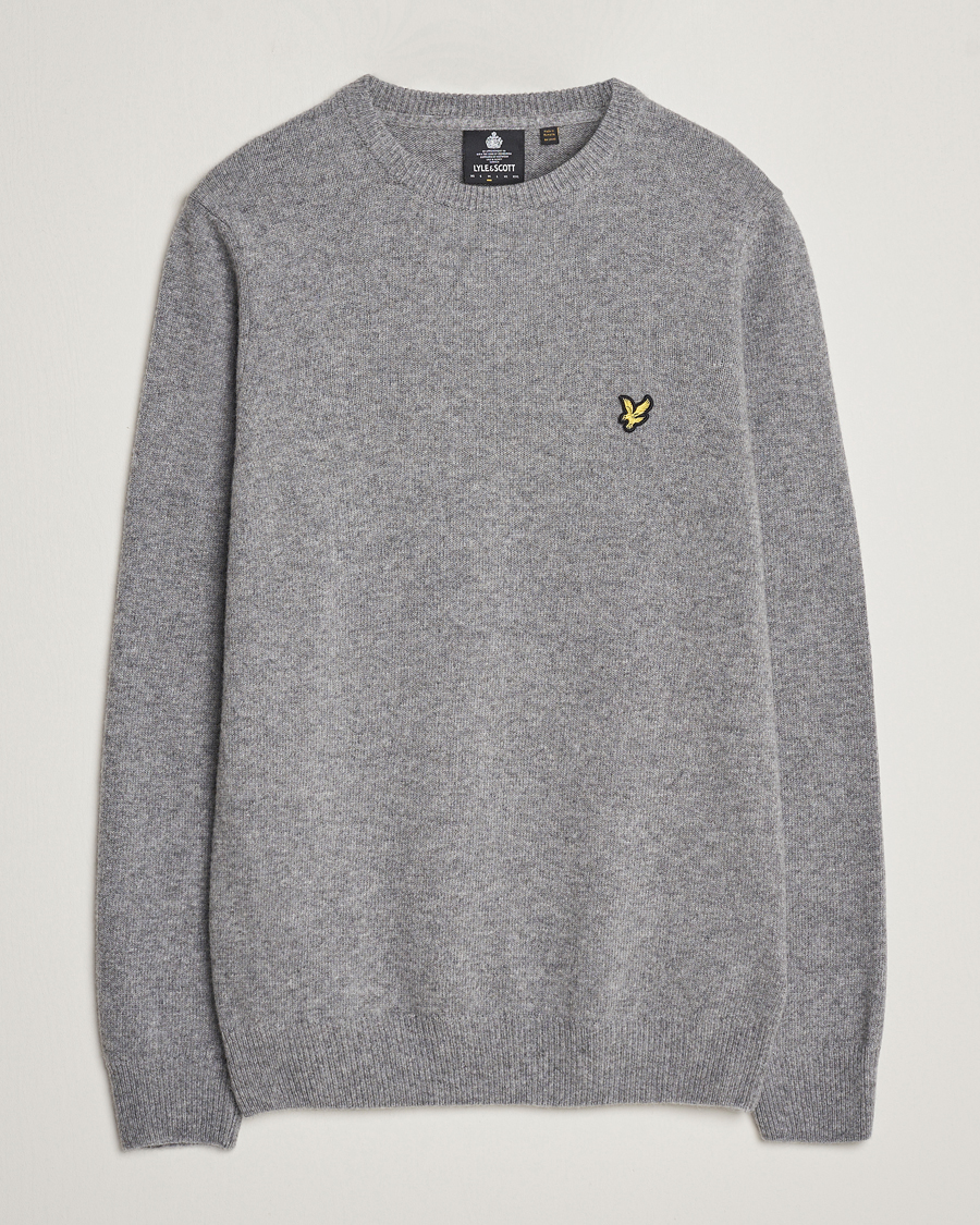 Heren | Truien | Lyle & Scott | Lambswool Crew Neck Pullover Mid Grey Melange