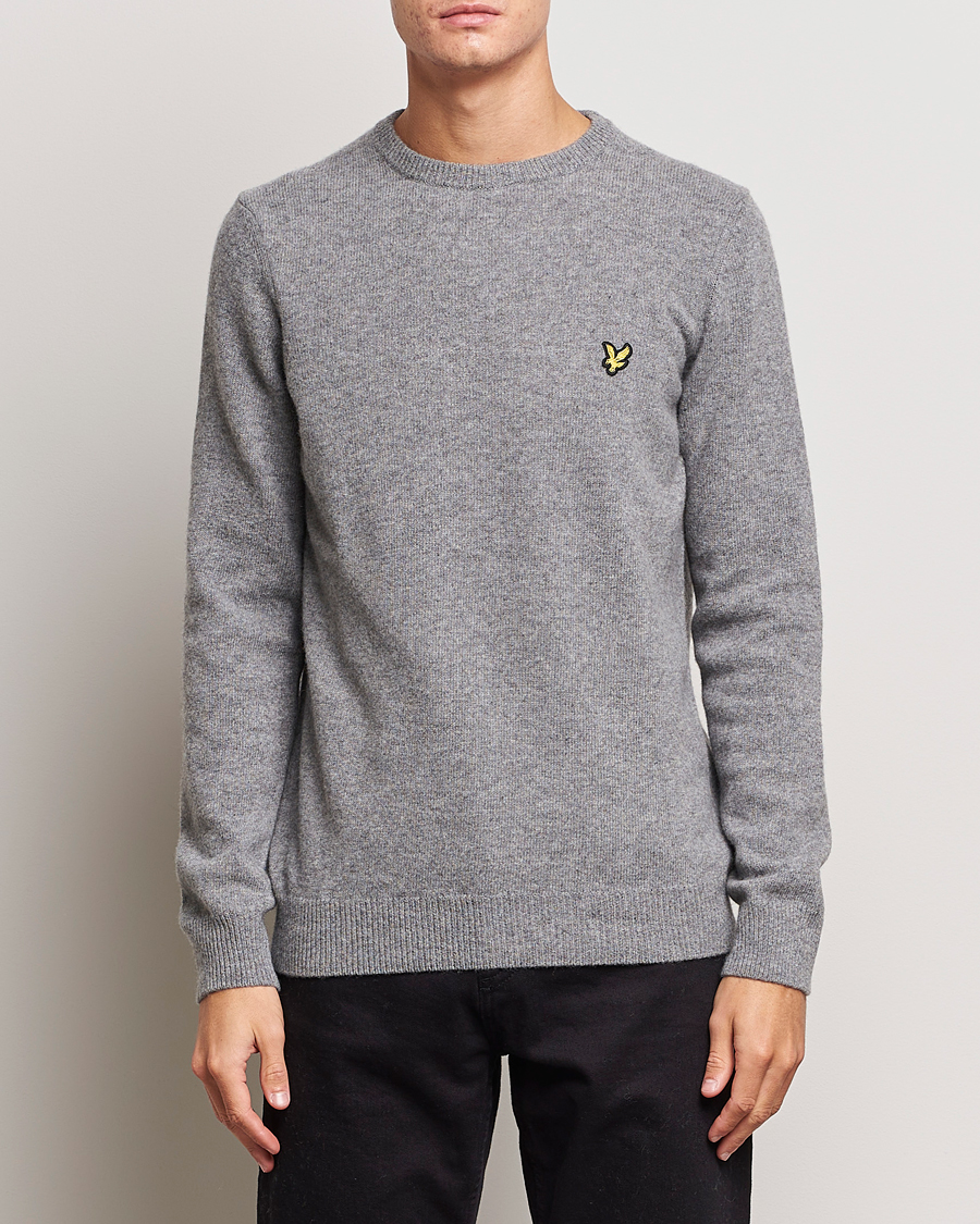 Heren | Truien | Lyle & Scott | Lambswool Crew Neck Pullover Mid Grey Melange