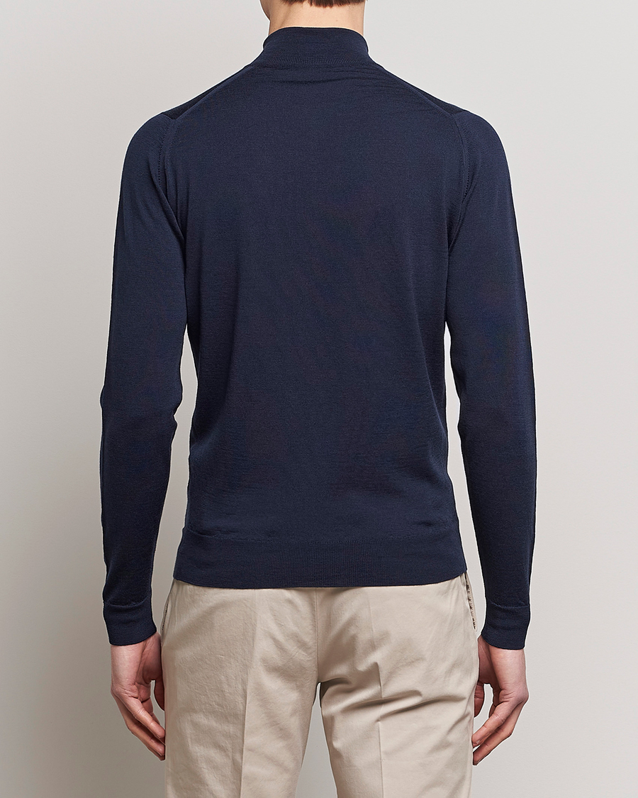 Heren | Truien | John Smedley | Barrow Extra Fine Merino Half Zip Midnight
