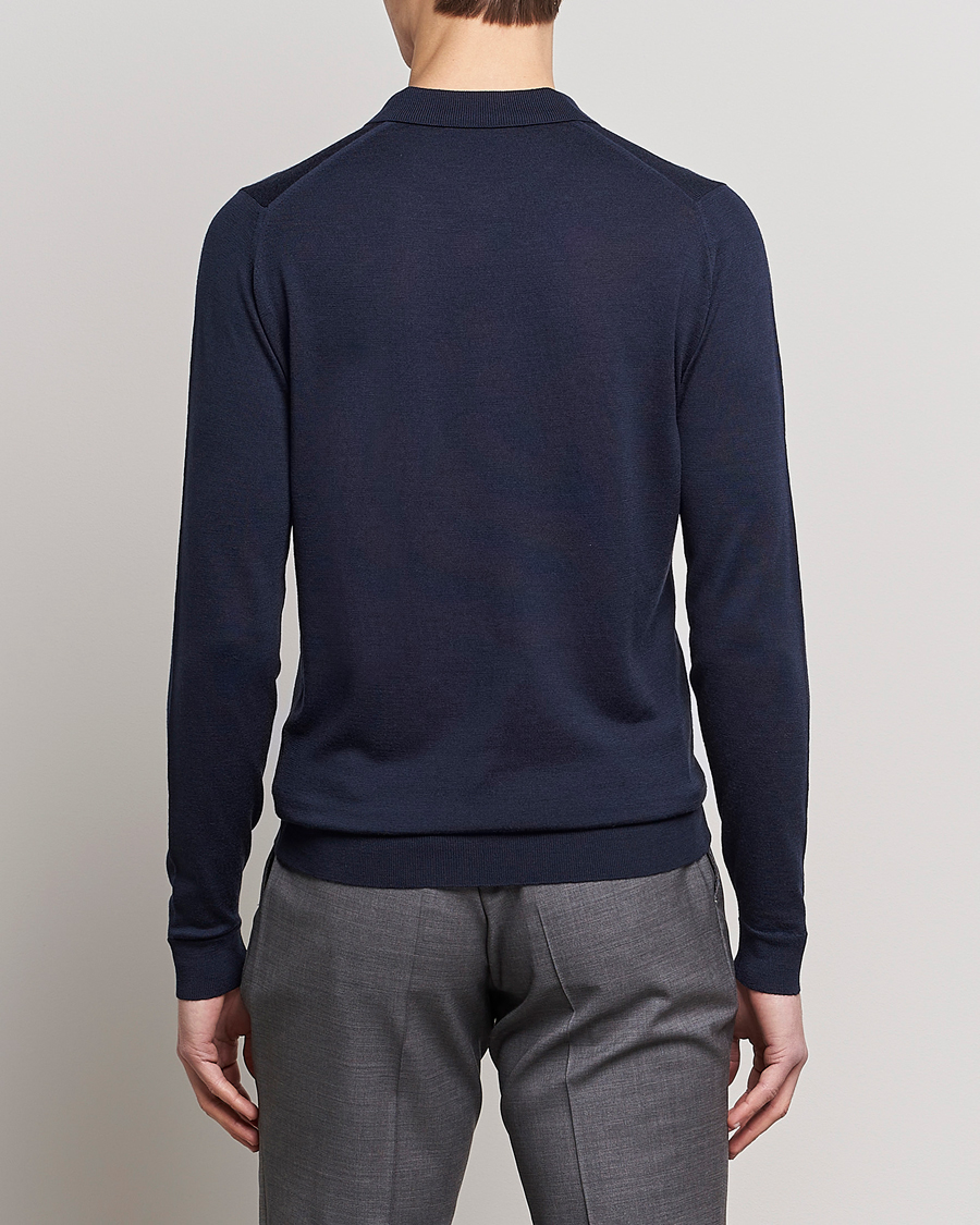 Heren | Truien | John Smedley | Belper Extra Fine Merino Polo Pullover Midnight