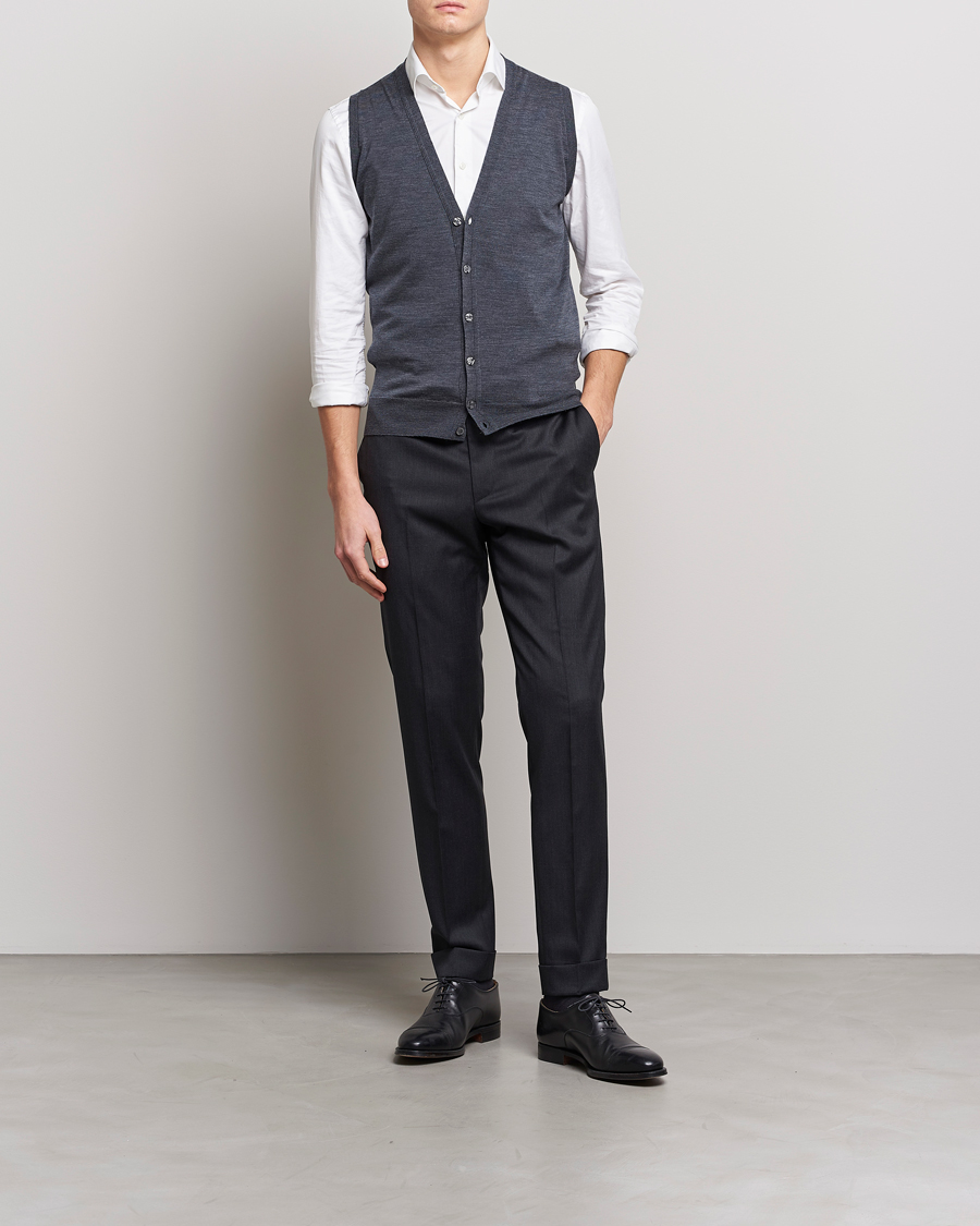Heren | Truien | John Smedley | Huntswood Slim Fit Waistcoat Charcoal