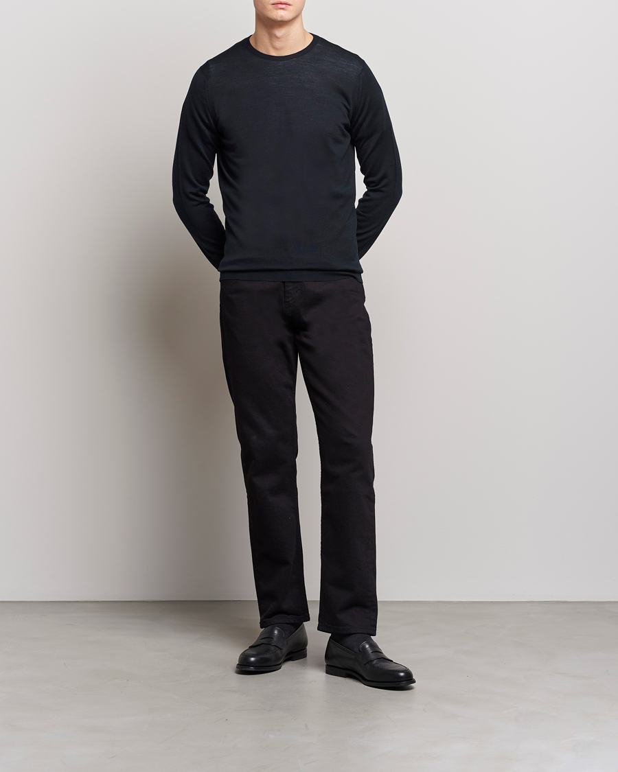 Heren | Truien | John Smedley | Lundy Extra Fine Merino Crew Neck Black