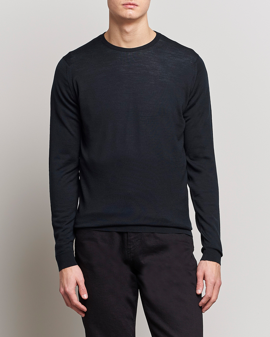 Heren | Truien | John Smedley | Lundy Extra Fine Merino Crew Neck Black