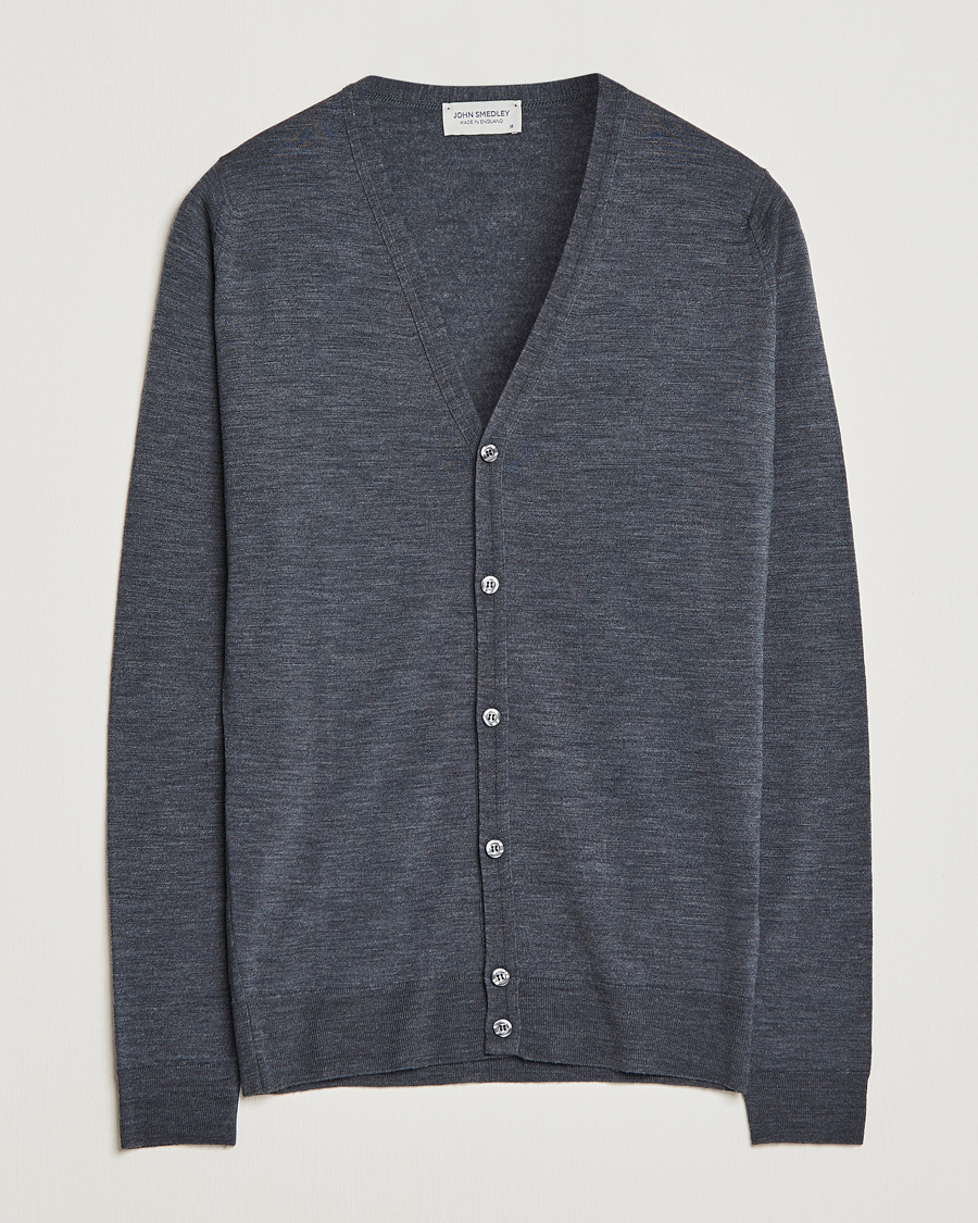 Heren | Truien | John Smedley | Petworth Extra Fine Merino Cardigan Charcoal