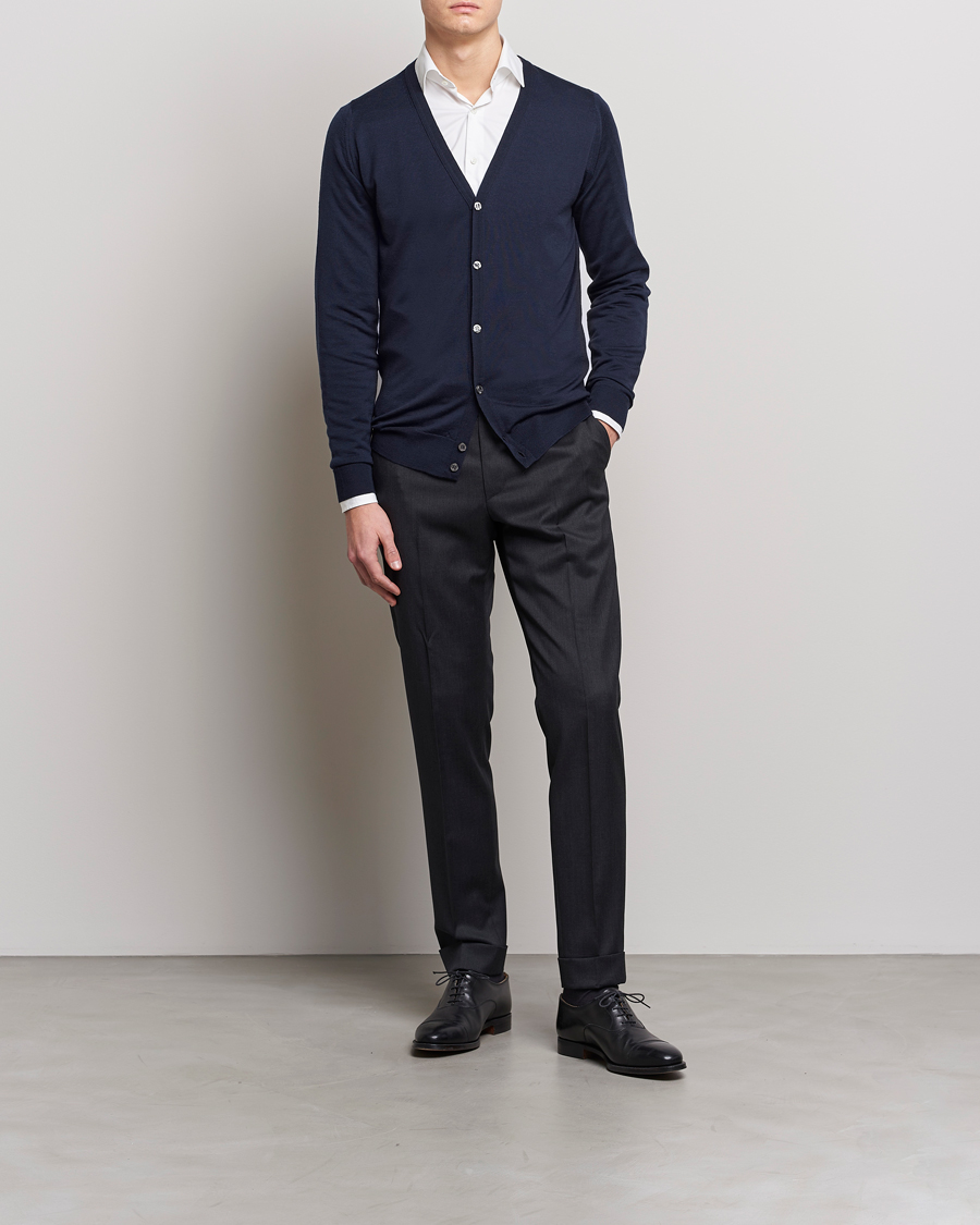 Heren | Truien | John Smedley | Petworth Extra Fine Merino Cardigan Midnight