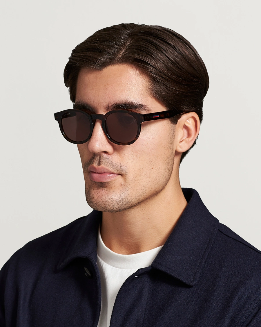 Heren | Ronde frame zonnebrillen | Gucci | GG0825S Sunglasses Havana/Brown