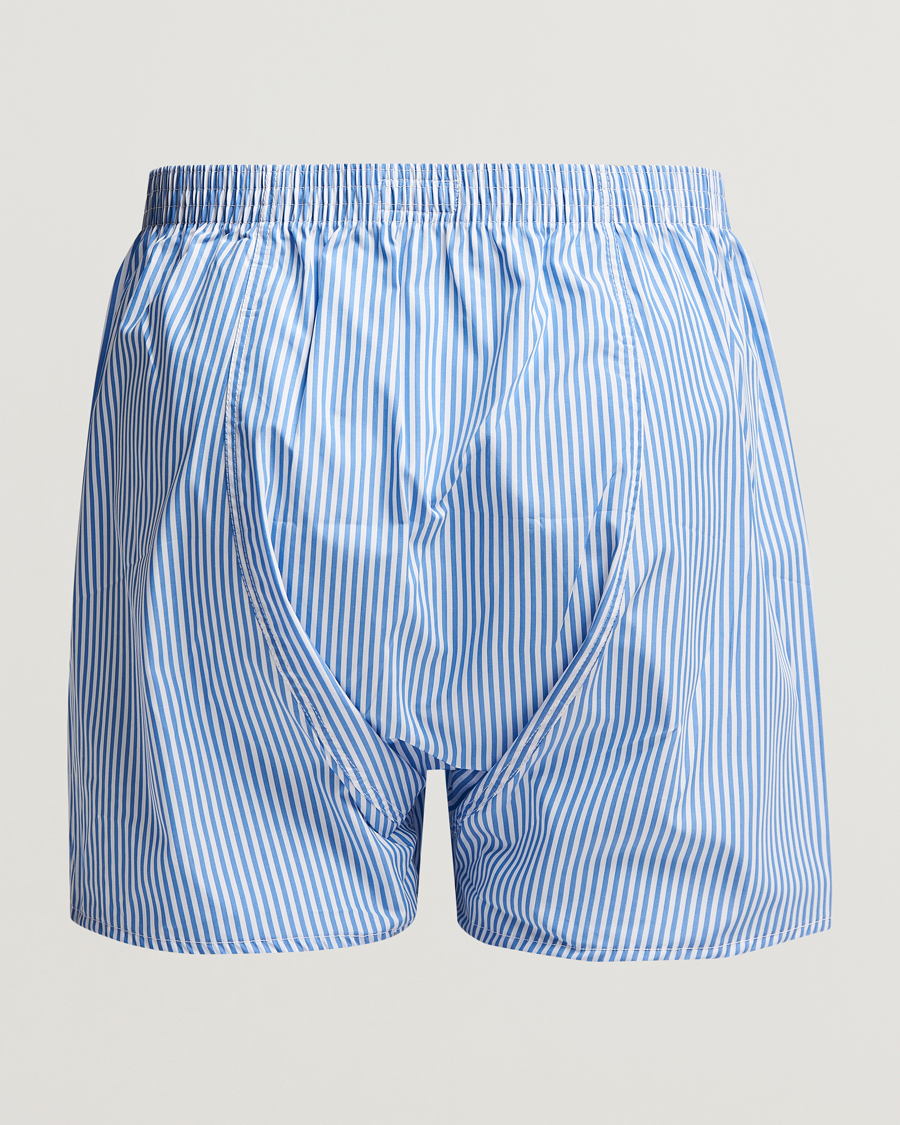 Heren | Derek Rose | Derek Rose | Classic Fit Cotton Boxer Shorts Blue Stripe