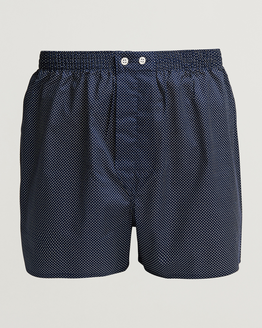 Heren | Ondergoed | Derek Rose | Classic Fit Cotton Boxer Shorts Navy Polka Dot