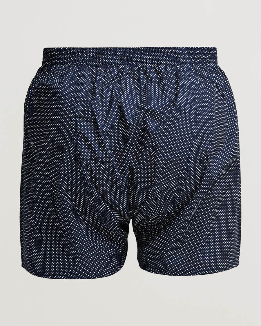 Men | Underwear | Derek Rose | Classic Fit Cotton Boxer Shorts Navy Polka Dot