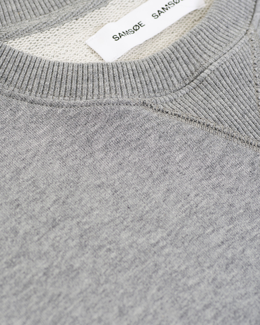 Heren | Truien | Samsøe Samsøe | Samsøe & Samsøe Hugo Organic Cotton Crew Neck Sweat Grey Mel