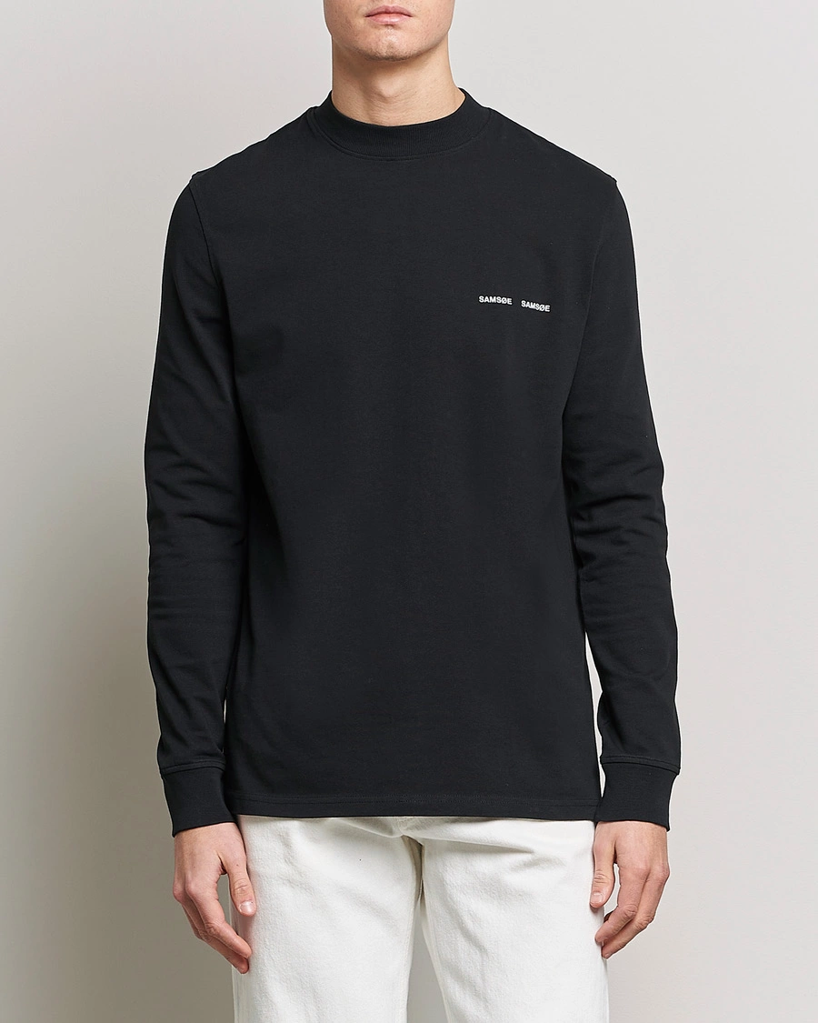 Heren | T-shirts | Samsøe Samsøe | Norsbro Long Sleeve Organic Cotton Tee Black
