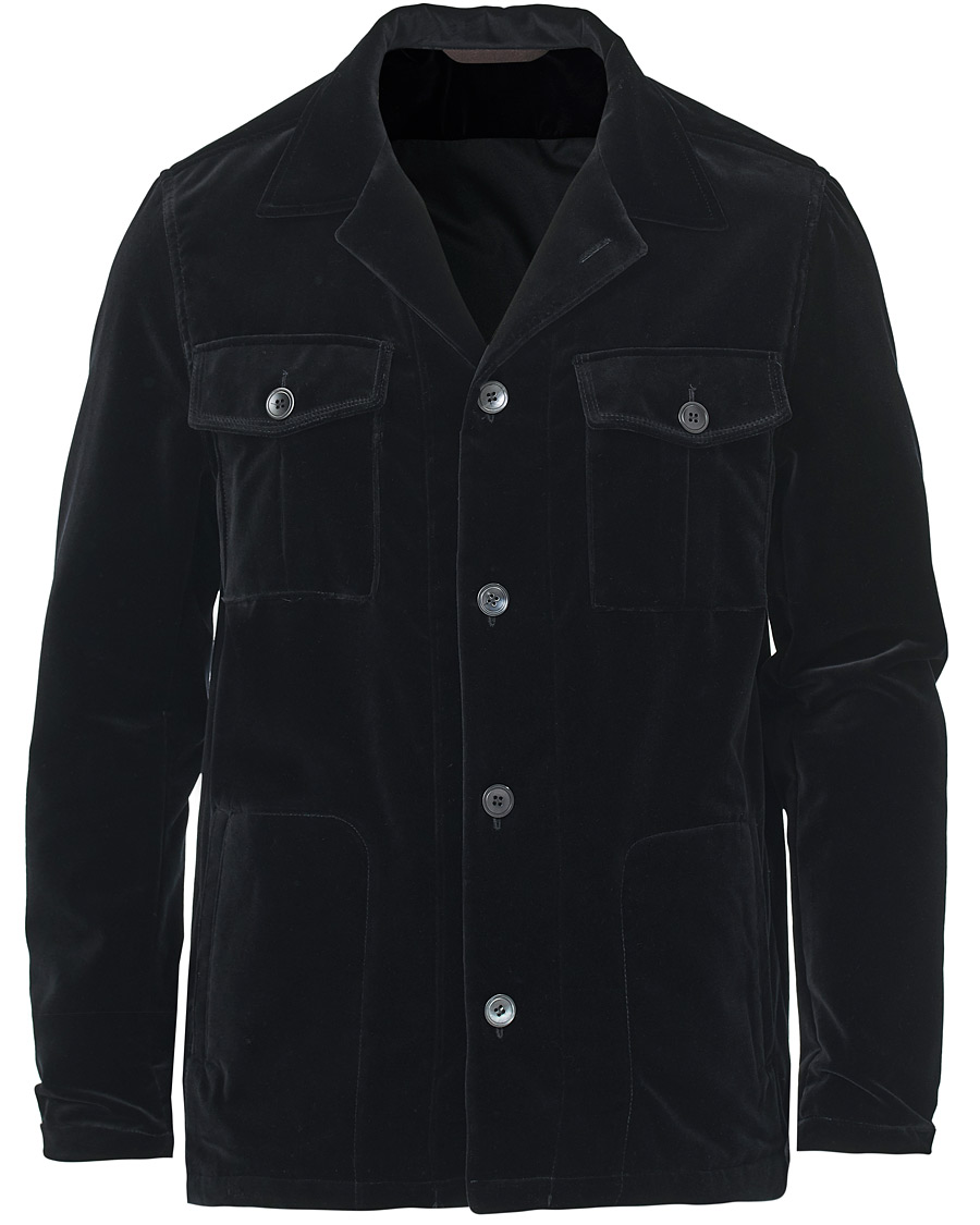 Heren | Overhemden | Oscar Jacobson | Holger Velvet Shirt Jacket Black