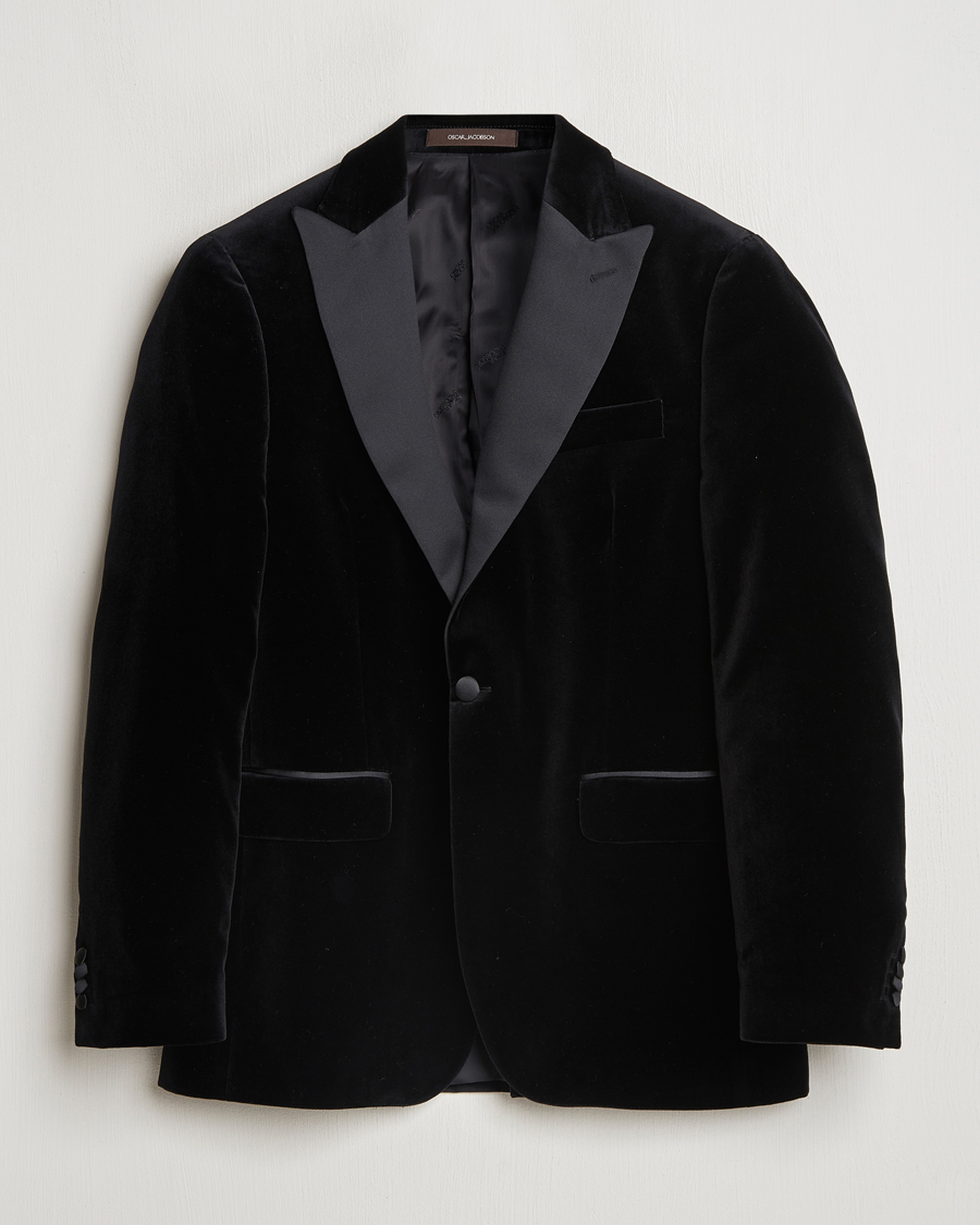 Heren | Blazers | Oscar Jacobson | Frampton Velvet Tuxedo Blazer Black