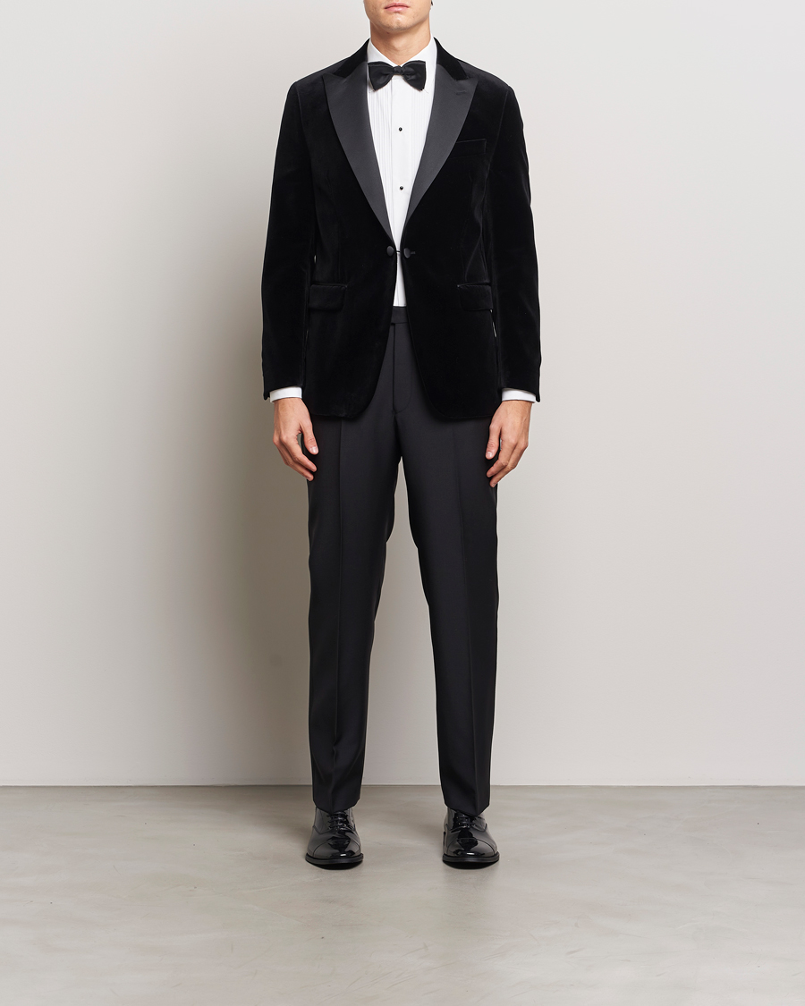 Heren | Blazers | Oscar Jacobson | Frampton Velvet Tuxedo Blazer Black