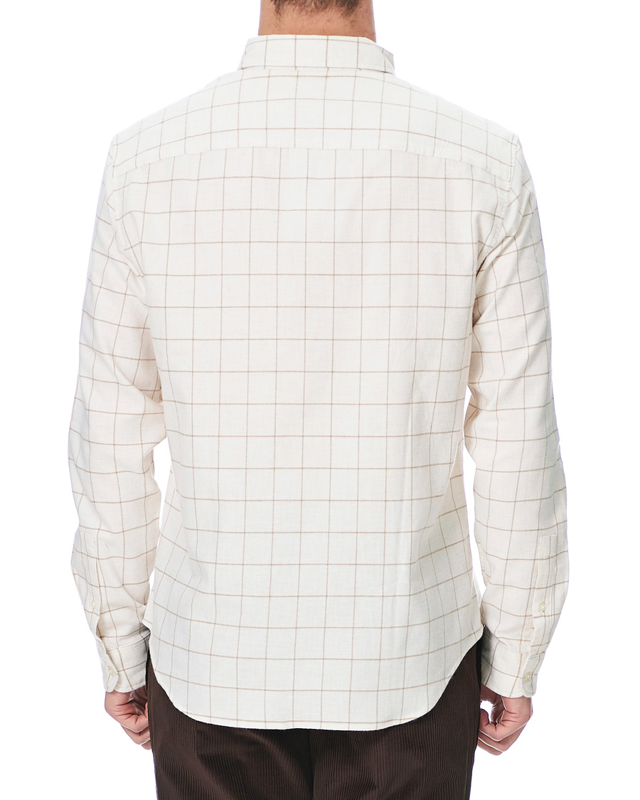 Heren | Overhemden | Club Monaco | Checked Button Down Flannel Shirt Ivory XXL