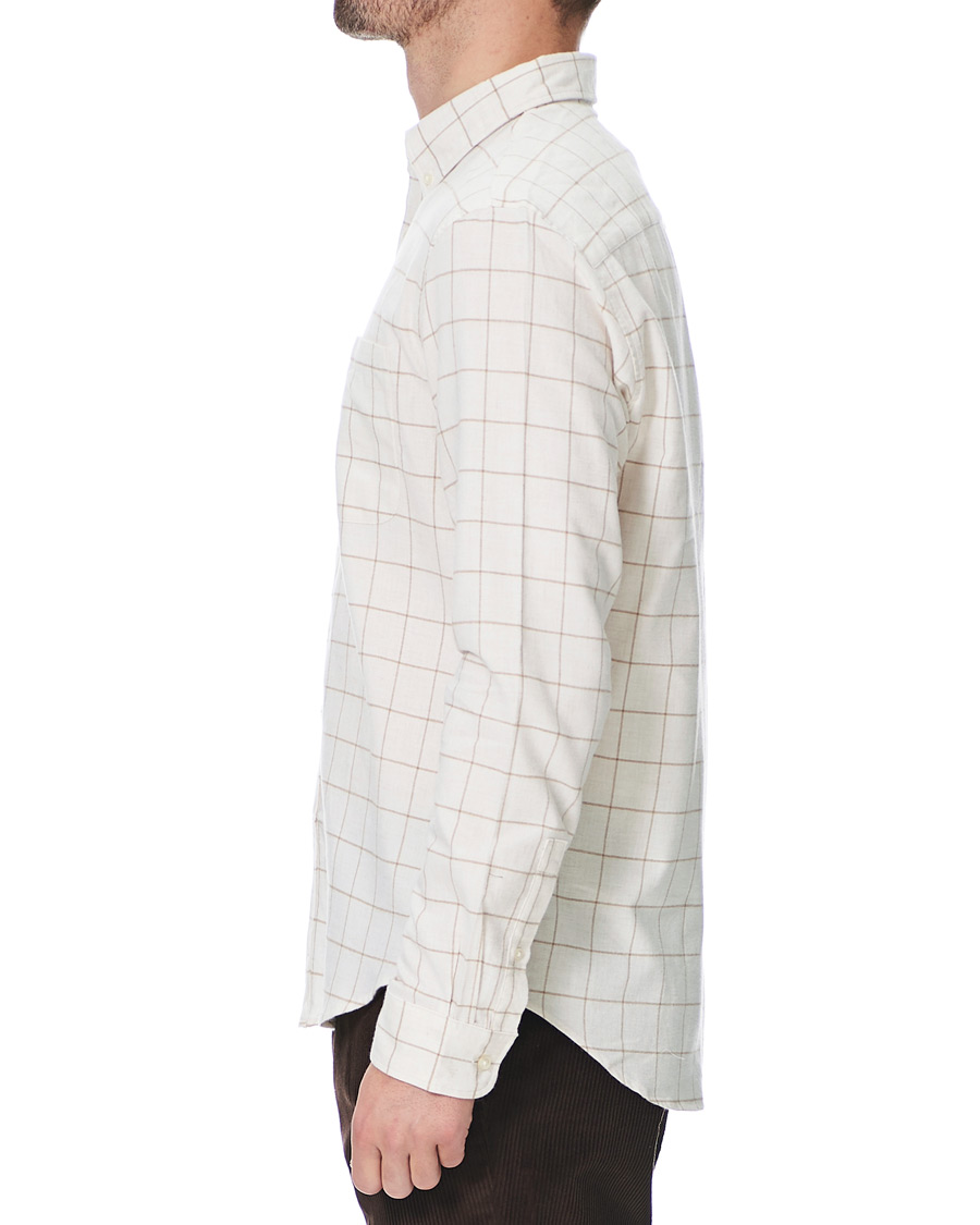Heren | Overhemden | Club Monaco | Checked Button Down Flannel Shirt Ivory XXL