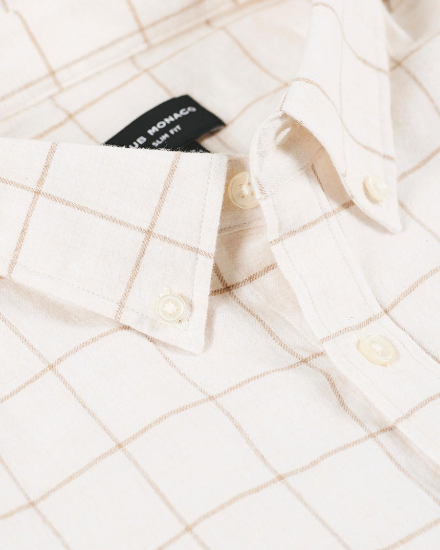 Heren | Overhemden | Club Monaco | Checked Button Down Flannel Shirt Ivory XXL