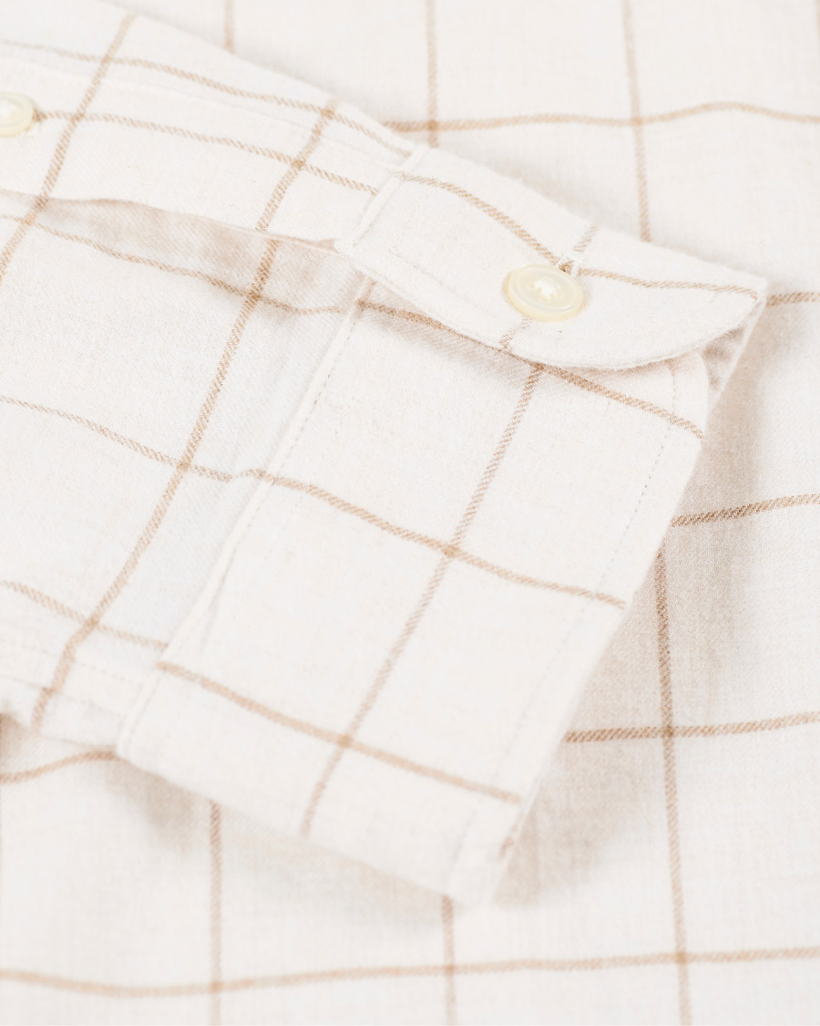 Heren | Overhemden | Club Monaco | Checked Button Down Flannel Shirt Ivory XXL