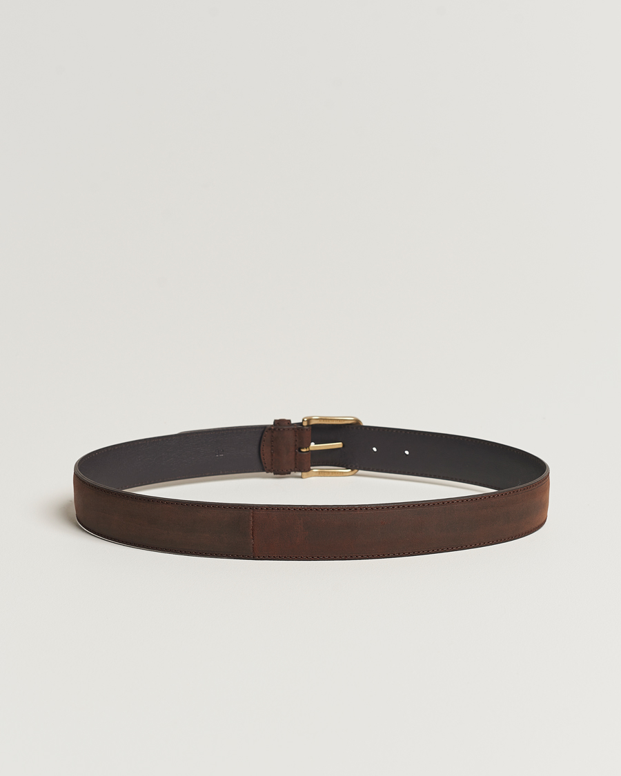 Heren | Leren riemen | Crockett & Jones | 3,5 cm Belt Dk Brown Rough-Out Suede