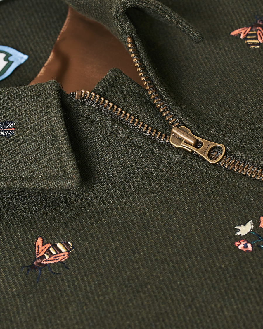 Heren | Jassen | GANT | Luke Edward Hall Emrodery Zip Jacket Tartan Green