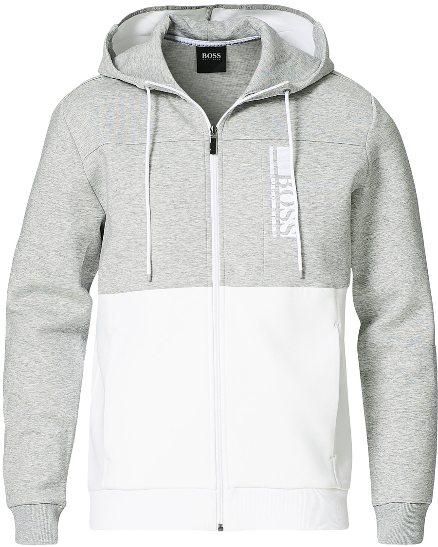 Heren | Truien | BOSS GREEN | BOSS Athleisure Saggy Full Zip Hoodie Grey/White