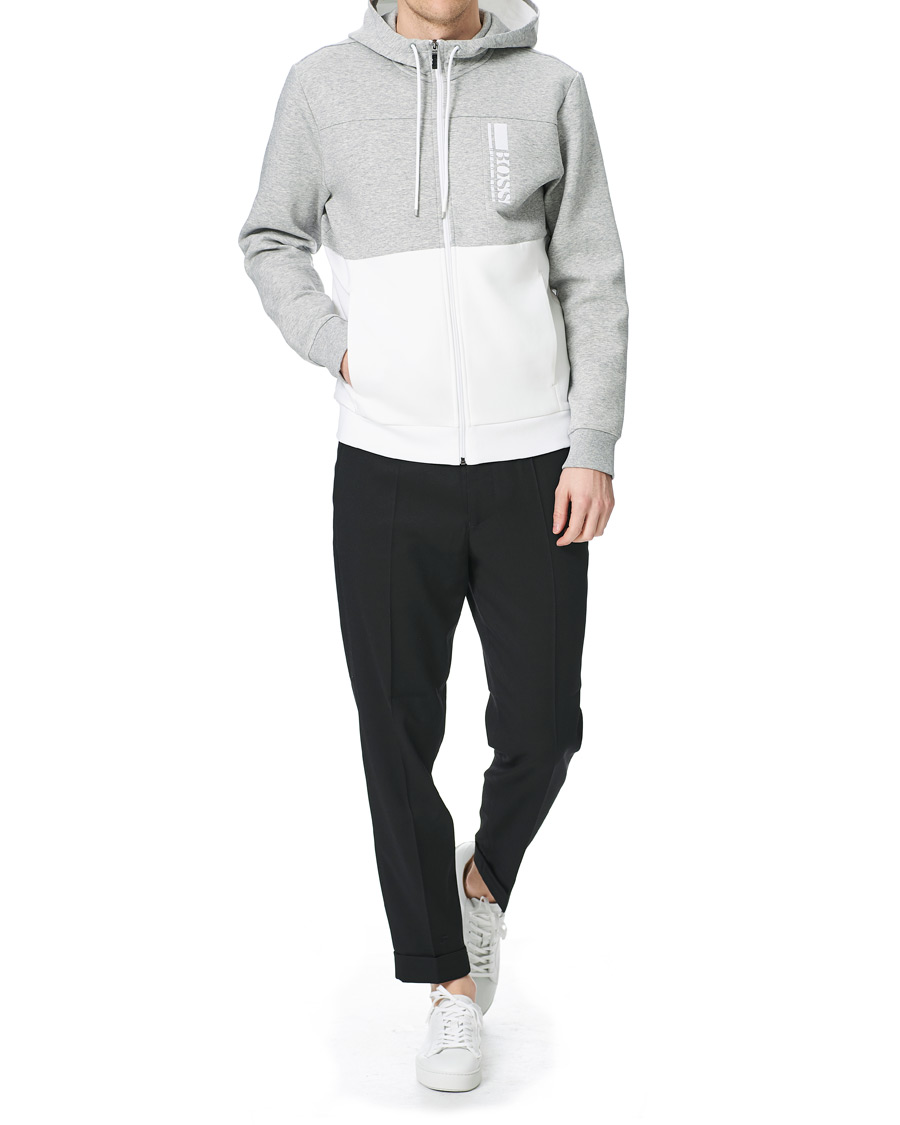 Heren | Truien | BOSS GREEN | BOSS Athleisure Saggy Full Zip Hoodie Grey/White