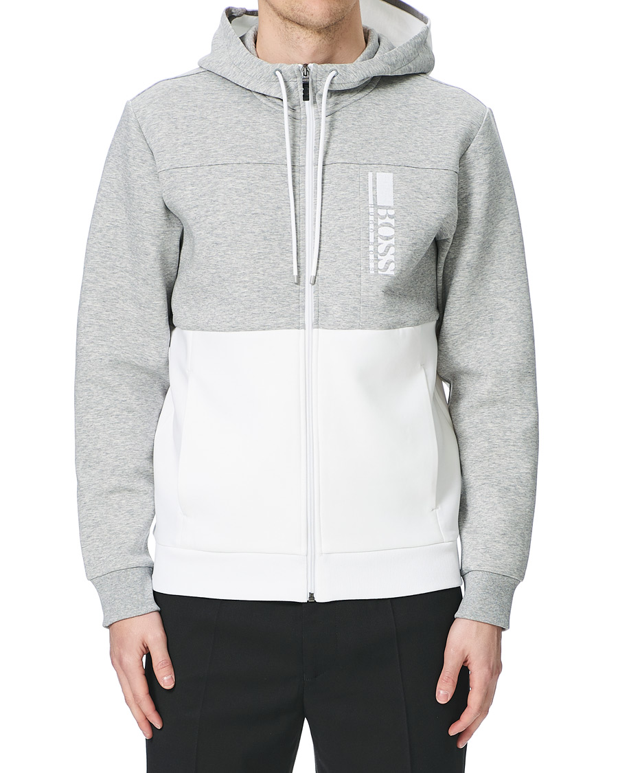 Heren | Truien | BOSS GREEN | BOSS Athleisure Saggy Full Zip Hoodie Grey/White