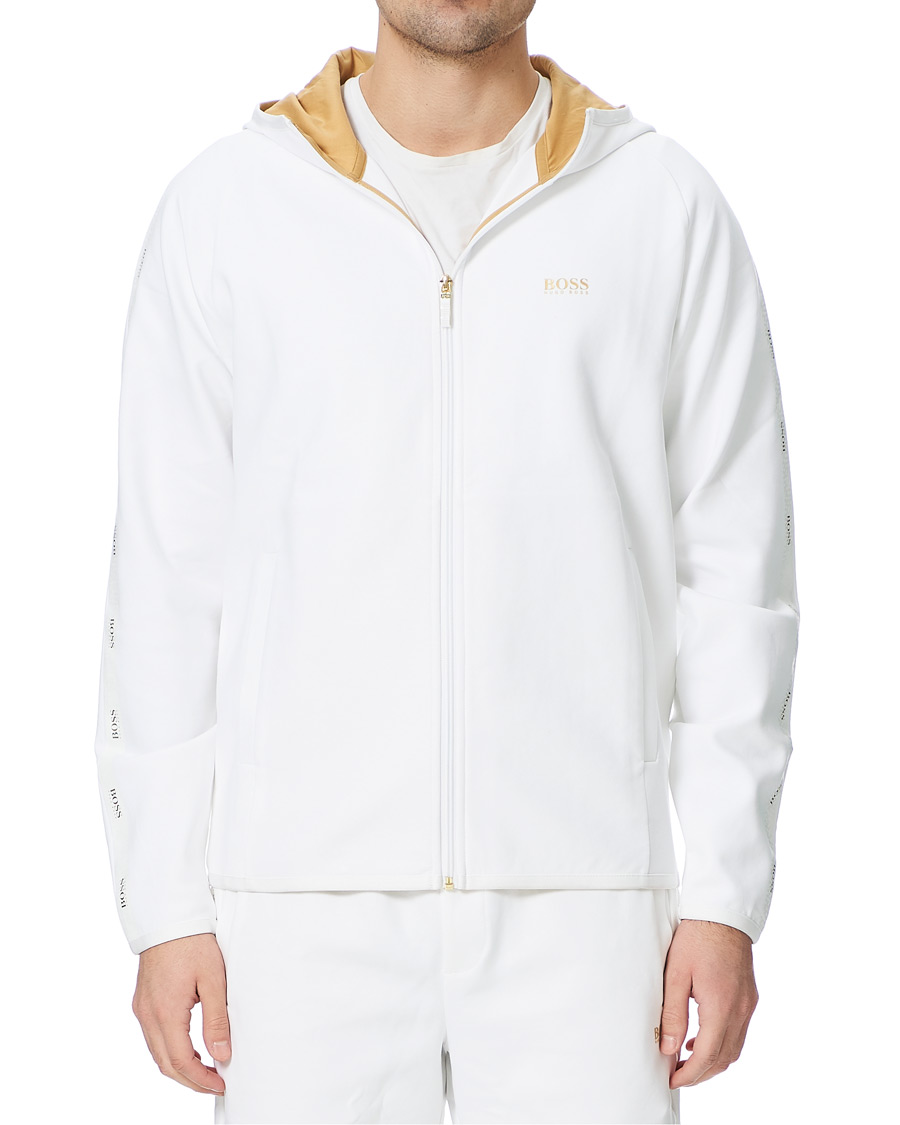 Heren | Truien | BOSS GREEN | BOSS Athleisure Saggy Taped Full Zip Hoodie White