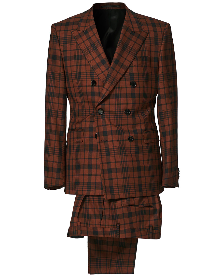 Heren | Pakken | BOSS BLACK | BOSS Cliff/Floyed Wool Check Double Breasted Suit Rust