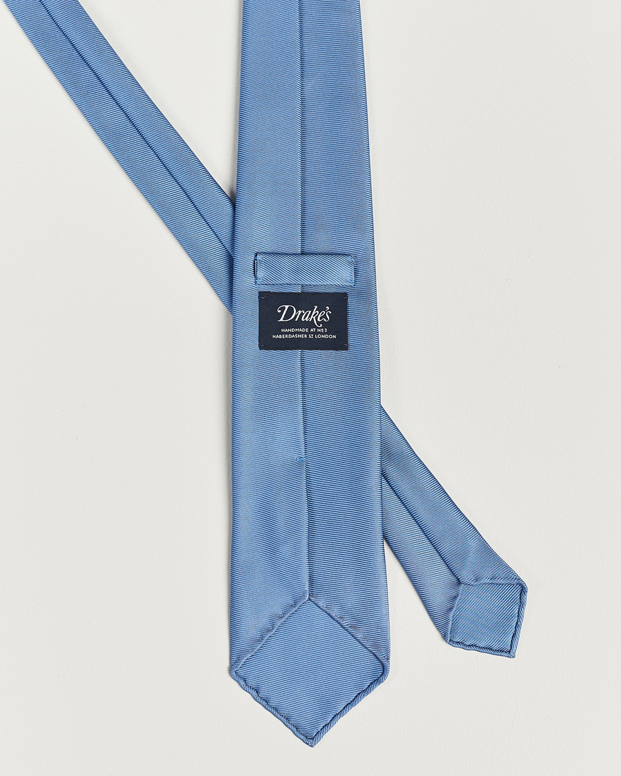 Heren | Drake's Handrolled Woven Silk 8 cm Tie Blue | Drake's | Handrolled Woven Silk 8 cm Tie Blue