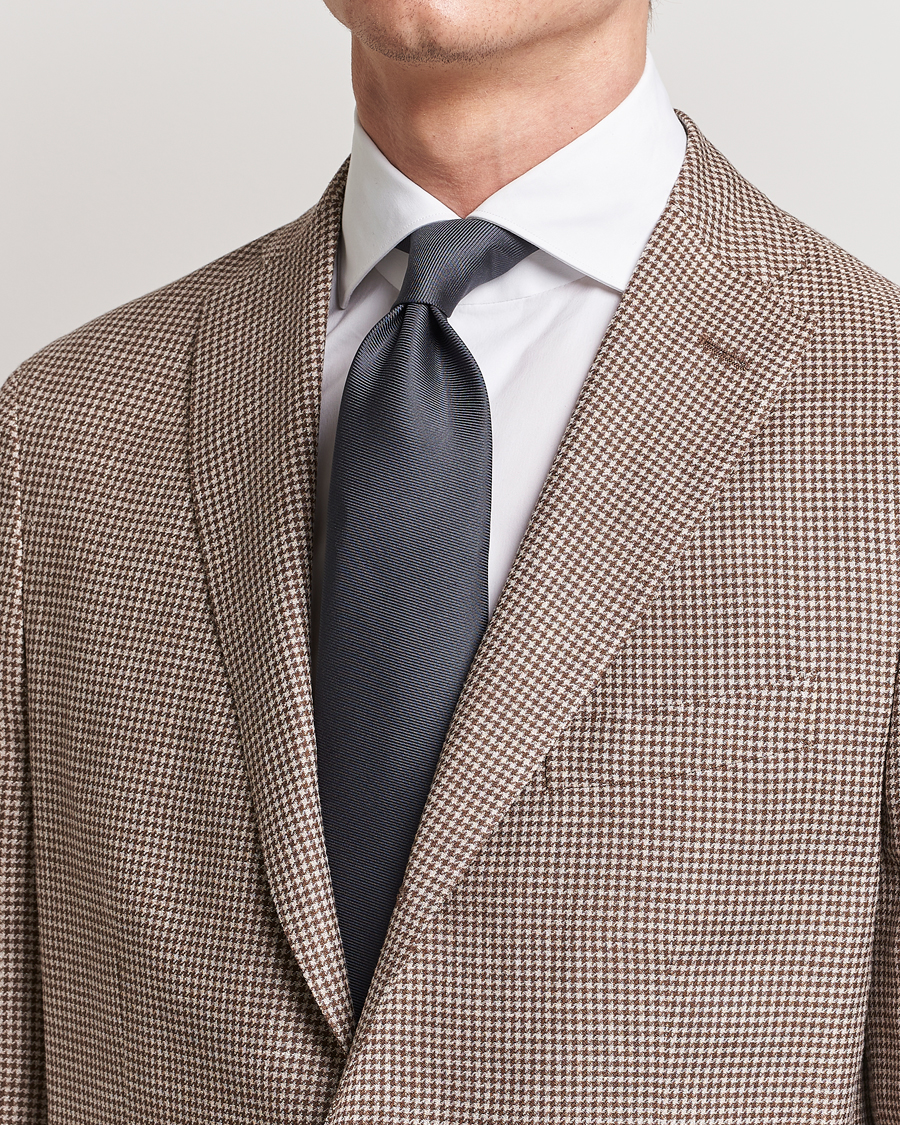 Heren | Drake's Handrolled Woven Silk 8 cm Tie Grey | Drake's | Handrolled Woven Silk 8 cm Tie Grey