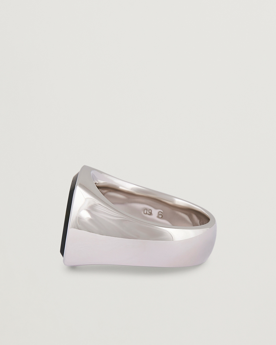 Heren | Sieraden | Tom Wood | Cushion Blue Hawk Eye Ring Silver