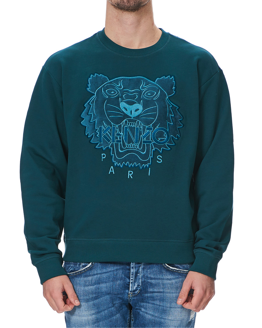 Heren | Truien | KENZO | Velvet Tiger Head Crew Neck Sweatshirt Green