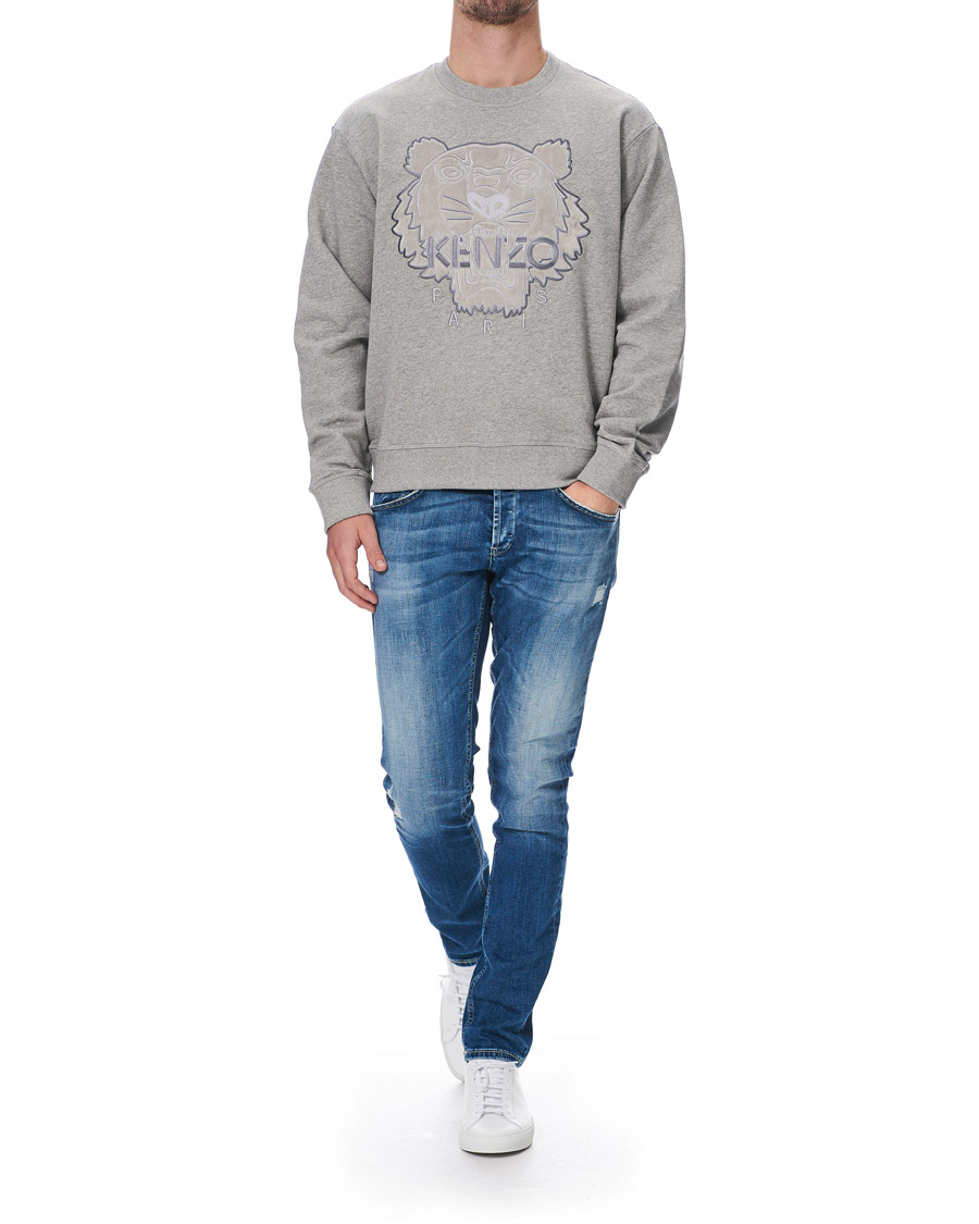 Heren | Truien | KENZO | Velvet Tiger Head Crew Neck Sweatshirt Grey