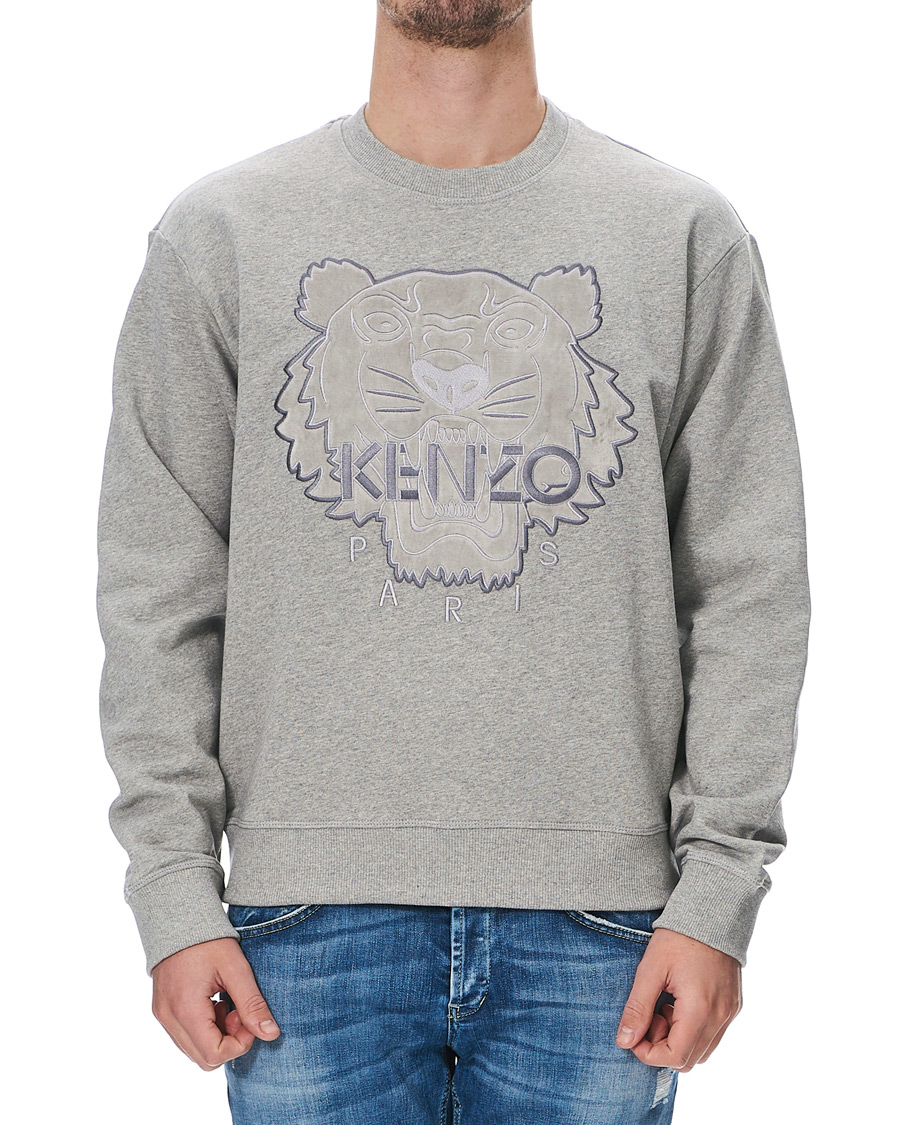 Heren | Truien | KENZO | Velvet Tiger Head Crew Neck Sweatshirt Grey