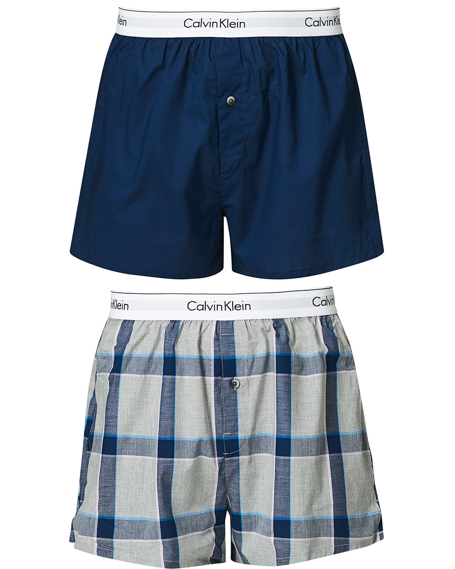 Heren | Ondergoed | Calvin Klein | Modern Cotton Stretch Boxer 2-Pack Navy/Grey Heather