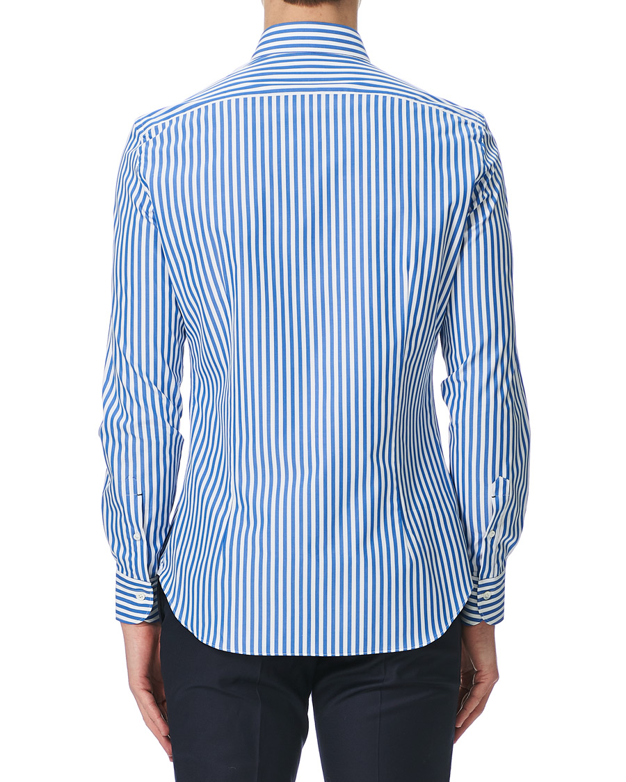 Heren | Overhemden | Mazzarelli | Soft Cotton Cut Away Shirt Blue/White