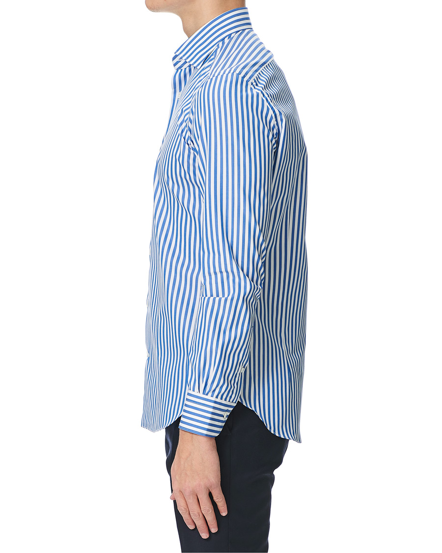 Heren | Overhemden | Mazzarelli | Soft Cotton Cut Away Shirt Blue/White