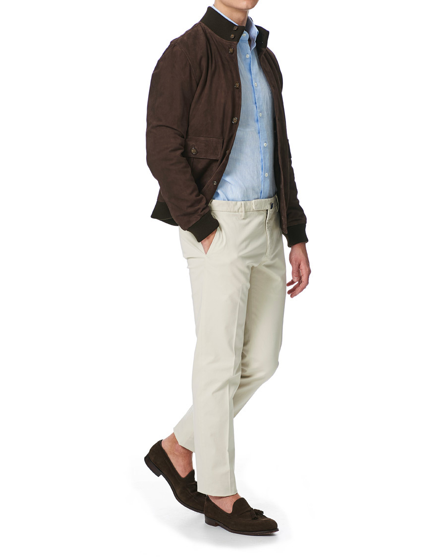 Heren | Overhemden | Mazzarelli | Linen Cut Away Shirt Light Blue