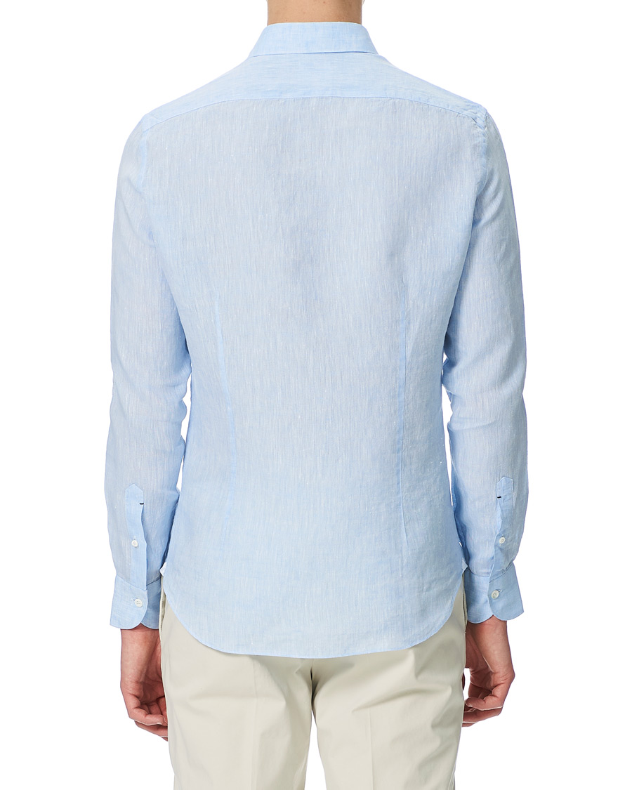 Heren | Overhemden | Mazzarelli | Linen Cut Away Shirt Light Blue