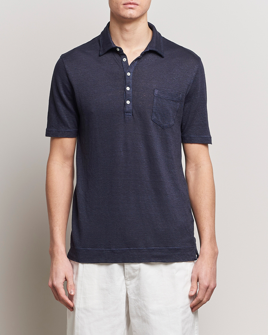 Heren | Polo's | Massimo Alba | Wembley Linen Polo Navy