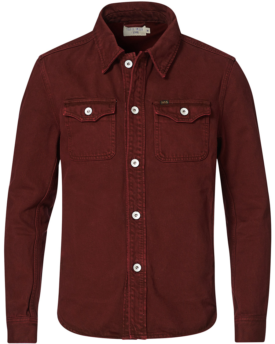 Heren | Jassen | Tiger of Sweden Jeans | Get Organic Cotton Denim Jacket Wine Red